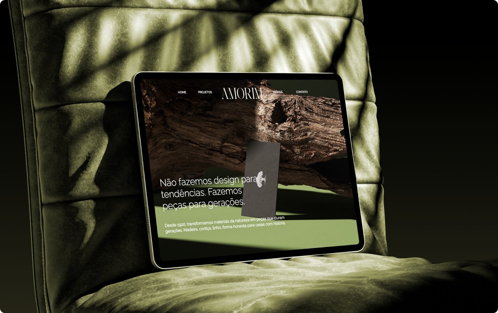 Projeto Amorim apresentado em um tablet